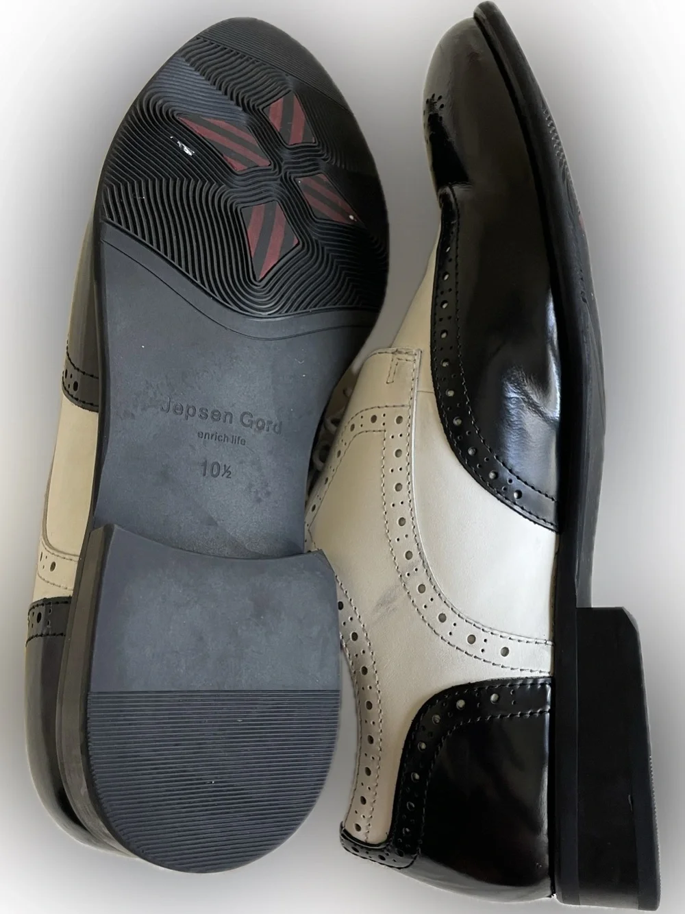 Two-Tone Black and White Wingtip Dress Shoes